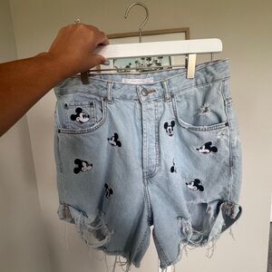 Zara Disney Mickey Mouse denim shorts.